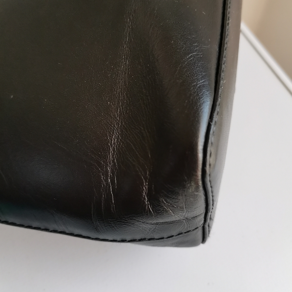 VINTAGE PALOMA PICASSO BLACK LEATHER SHOULDER BAG - Picture 5 of 10